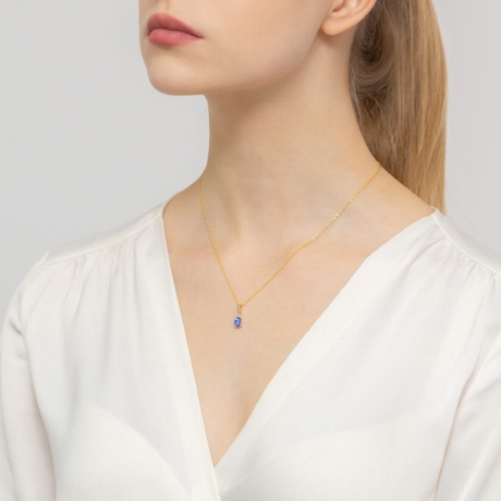 Przejdź do produktu Zawieszka z żółtego złota 585 z tanzanitem i diamentami 0,025ct The Diamonds