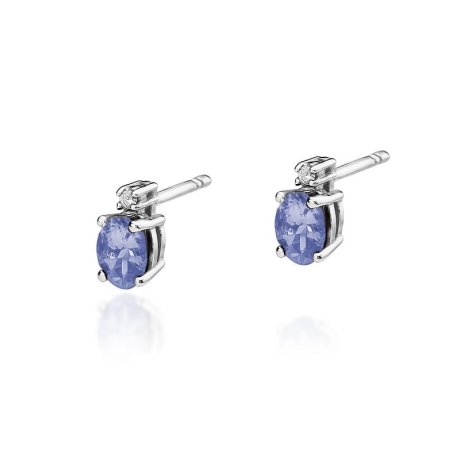 Przejdź do produktu Kolczyki z białego złota 585 z tanzanitem i diamentami 0,03ct The Diamonds