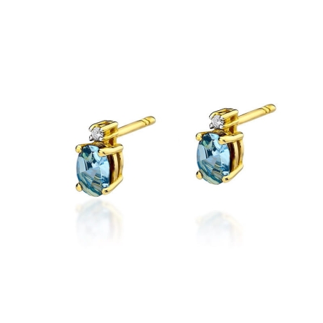 Przejdź do produktu Kolczyki z żółtego złota 585 z topazem i diamentami 0,03ct The Diamonds 