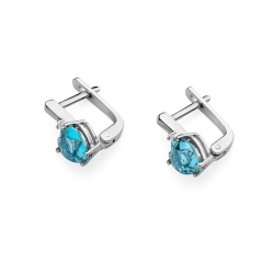 Kolczyki z białego złota 585 z topazem i diamentami 0,03ct The Diamonds