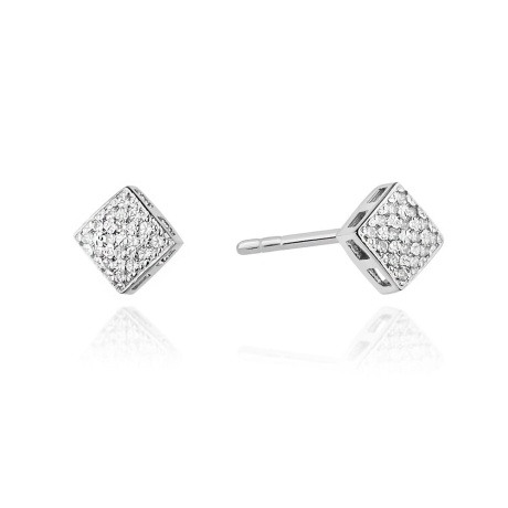 Przejdź do produktu Kolczyki z białego złota 585 z diamentami 0,16ct kwadrat The Diamonds