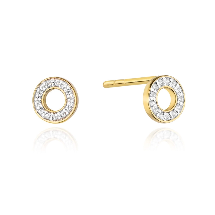 Kolczyki z żółtego złota 585 z diamentami 0,13ct kółka The Diamonds