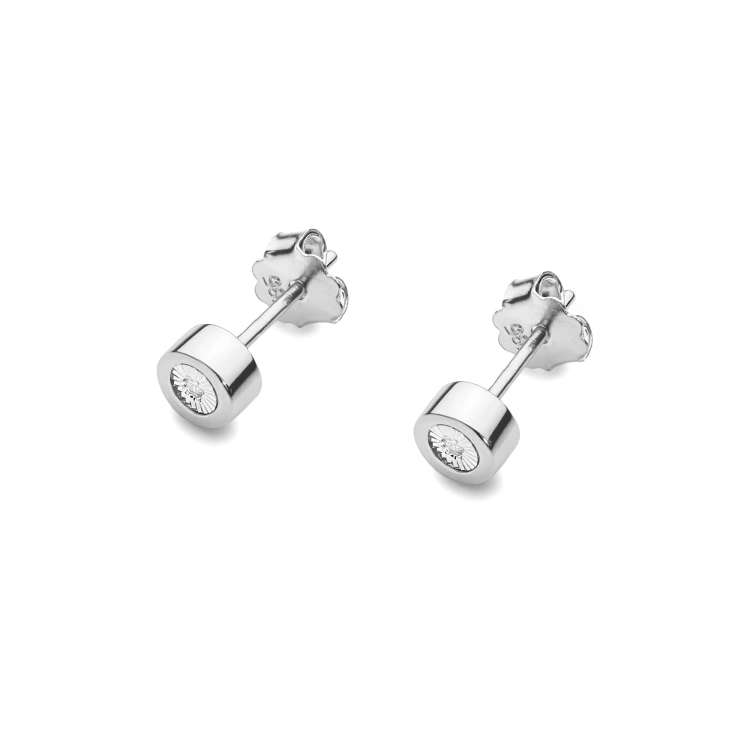 Kolczyki z białego złota 585 z diamentami 0,03ct The Diamonds