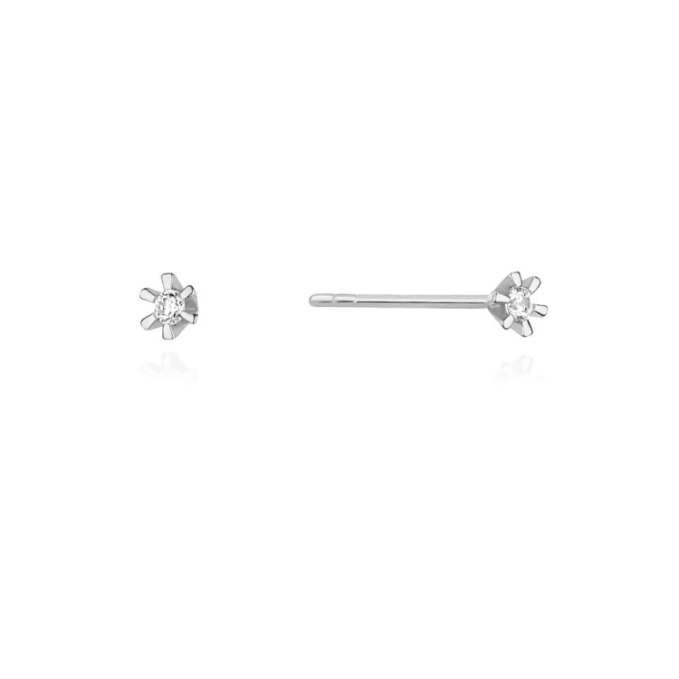 Kolczyki z białego złota 585 z diamentami 0,04ct The Diamonds