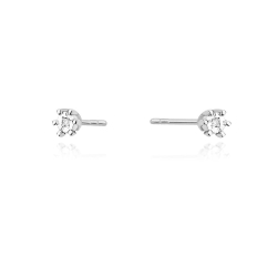 Kolczyki z białego złota 585 z diamentami 0,02ct The Diamonds