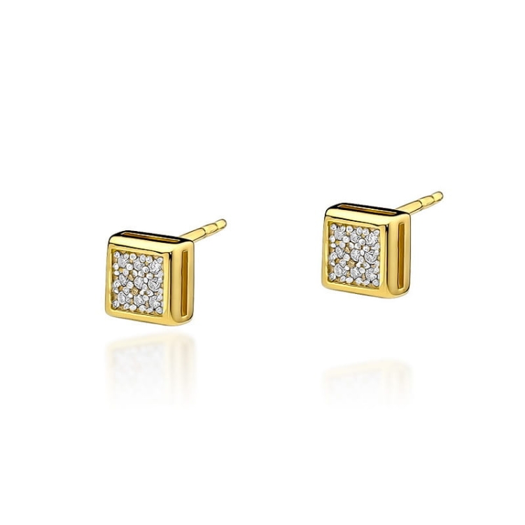 Kolczyki z żółtego złota 585 z diamentami 0,09ct The Diamonds