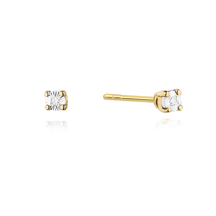 Kolczyki z żółtego złota 585 z diamentami 0,02ct The Diamonds