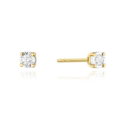 Kolczyki z żółtego złota 585 z diamentami 0,16ct The Diamonds
