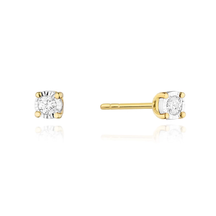 Kolczyki z żółtego złota 585 z diamentami 0,16ct The Diamonds