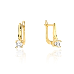 Kolczyki z żółtego złota 585 z diamentami 0,06ct The Diamonds