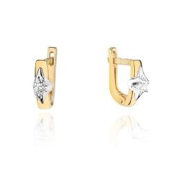 Kolczyki z żółtego złota 585 z diamentami 0,08ct The Diamonds