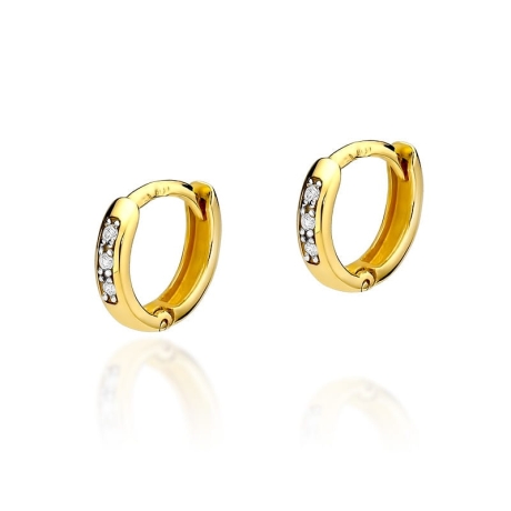 Przejdź do produktu Kolczyki z żółtego złota 585 z diamentami 0,08ct kółka The Diamonds