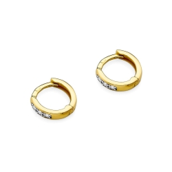 Kolczyki z żółtego złota 585 z diamentami 0,08ct kółka The Diamonds