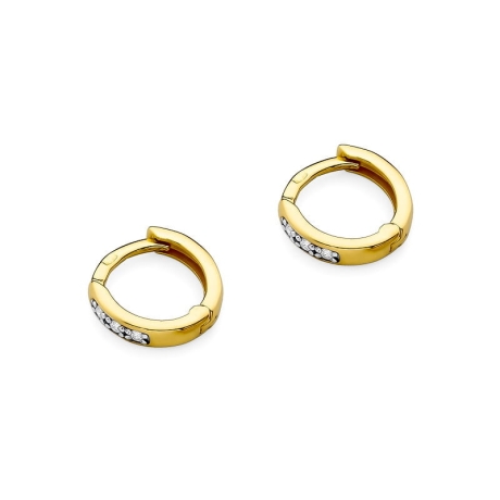 Przejdź do produktu Kolczyki z żółtego złota 585 z diamentami 0,08ct kółka The Diamonds