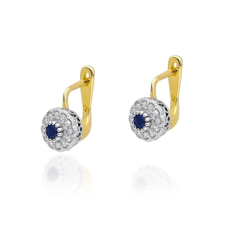 Przejdź do produktu Kolczyki z żółego złota 585 z szafirem i diamentami 0,20ct The Diamonds