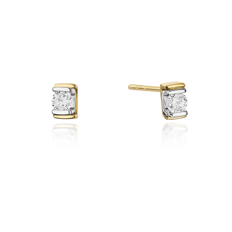 Kolczyki z żółtego złota 585 z diamentami 0,20ct The Diamonds