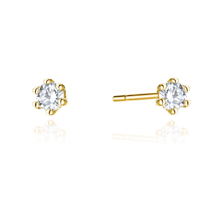 Kolczyki z żółtego złota 585 z diamentami 0,08ct The Diamonds