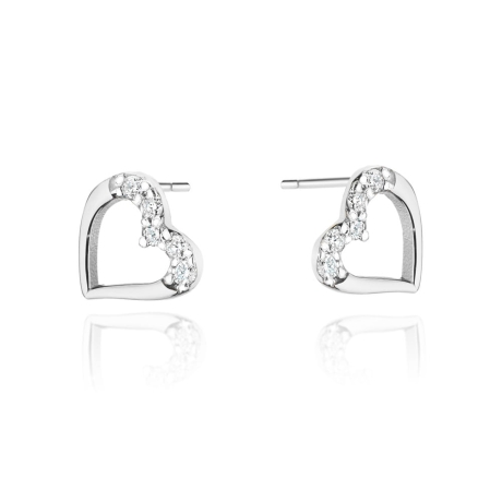 Przejdź do produktu Kolczyki z białego złota 585 z diamentami 0,08ct serce The Diamonds