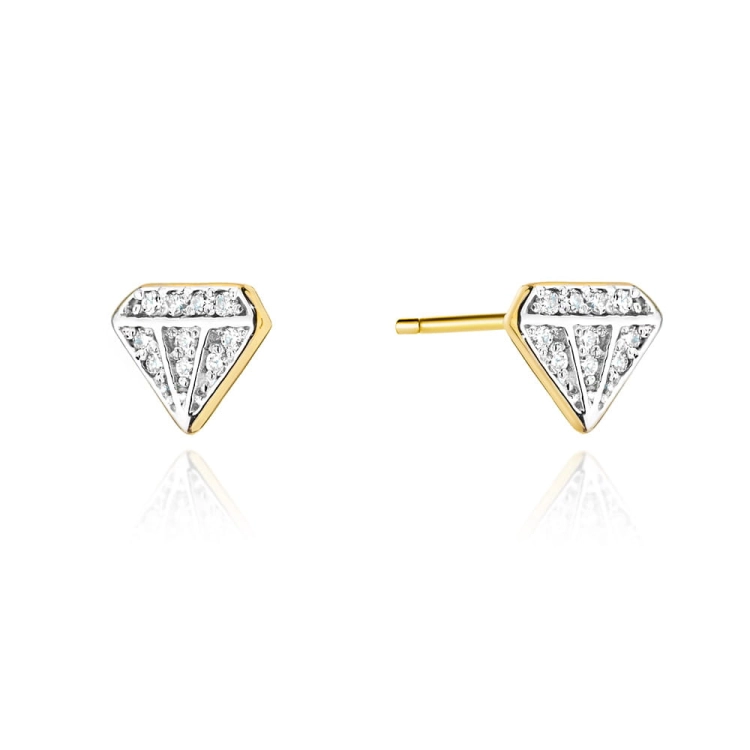 Kolczyki z żółtego złota 585 z diamentami 0,10ct diament The Diamonds