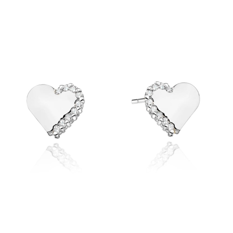 Przejdź do produktu Kolczyki z białego złota 585 z diamentami 0,10ct serce The Diamonds