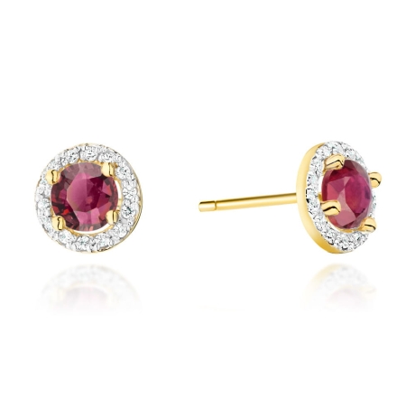 Przejdź do produktu Kolczyki z żółtego złota 585 z rubinem i diamentami 0,24ct The Diamonds