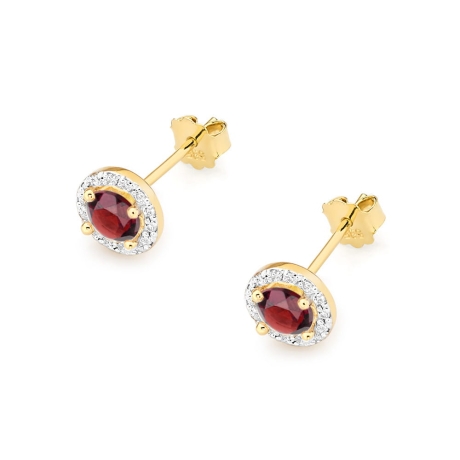 Przejdź do produktu Kolczyki z żółtego złota 585 z rubinem i diamentami 0,24ct The Diamonds