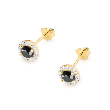 Przejdź do produktu Kolczyki z żółtego złota 585 z czarnymi i białymi diamentami 0,24ct The Diamonds