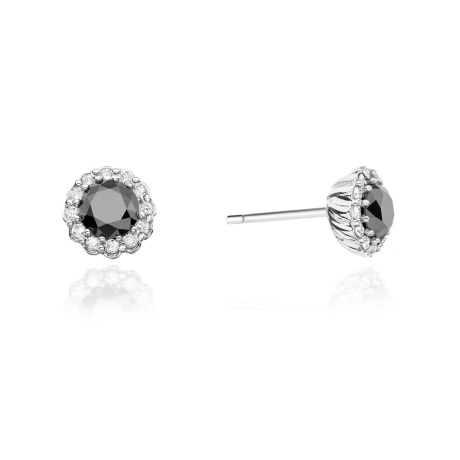 Przejdź do produktu Kolczyki z białego złota 585 z czarnymi i białymi diamentami 0,20ct The Diamonds 