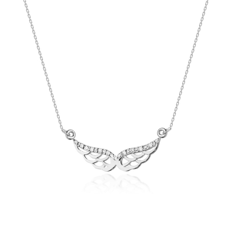 Przejdź do produktu Naszyjnik z białego złota z diamentami 0,03ct skrzydła The Diamonds