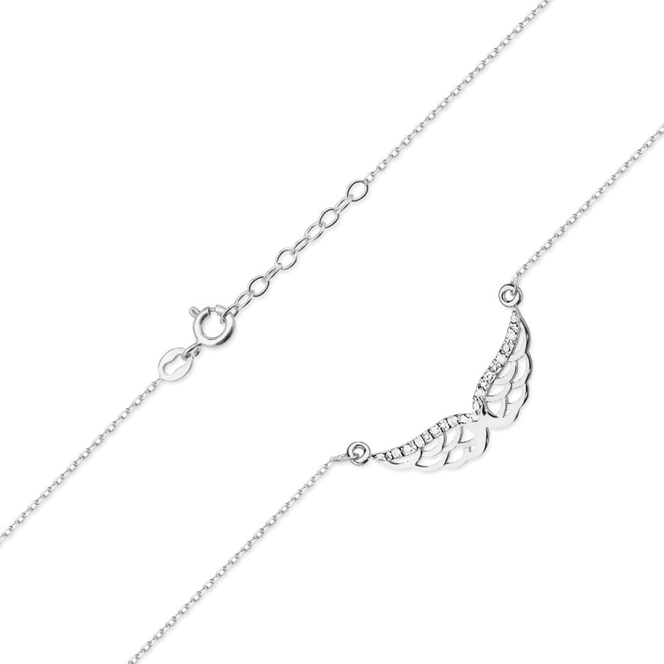 Naszyjnik z białego złota z diamentami 0,03ct skrzydła The Diamonds
