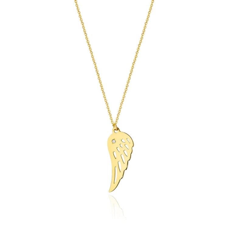 Naszyjnik z żółtego złota z diamentem 0,005ct skrzydło The Diamonds