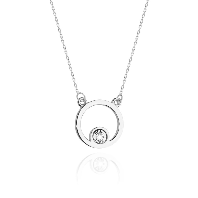Naszyjnik z białego złota z diamentem 0,01ct The Diamonds