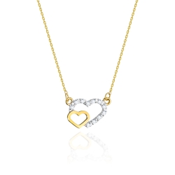 Naszyjnik z żółtego złota z diamentami 0,06ct serca The Diamonds