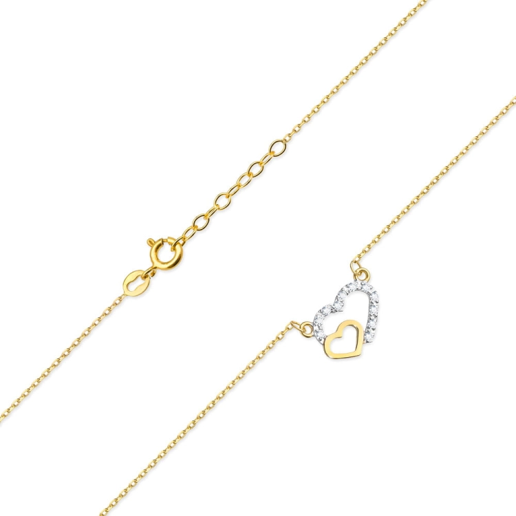 Naszyjnik z żółtego złota z diamentami 0,06ct serca The Diamonds