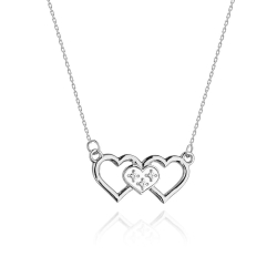 Naszyjnik z białego złota z diamentami serca 0,015ct The Diamonds