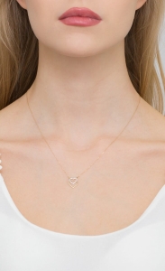Naszyjnik z żółtego złota z diamentami 0,05ct serca The Diamonds