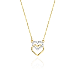 Naszyjnik z żółtego złota z diamentami 0,05ct serca The Diamonds