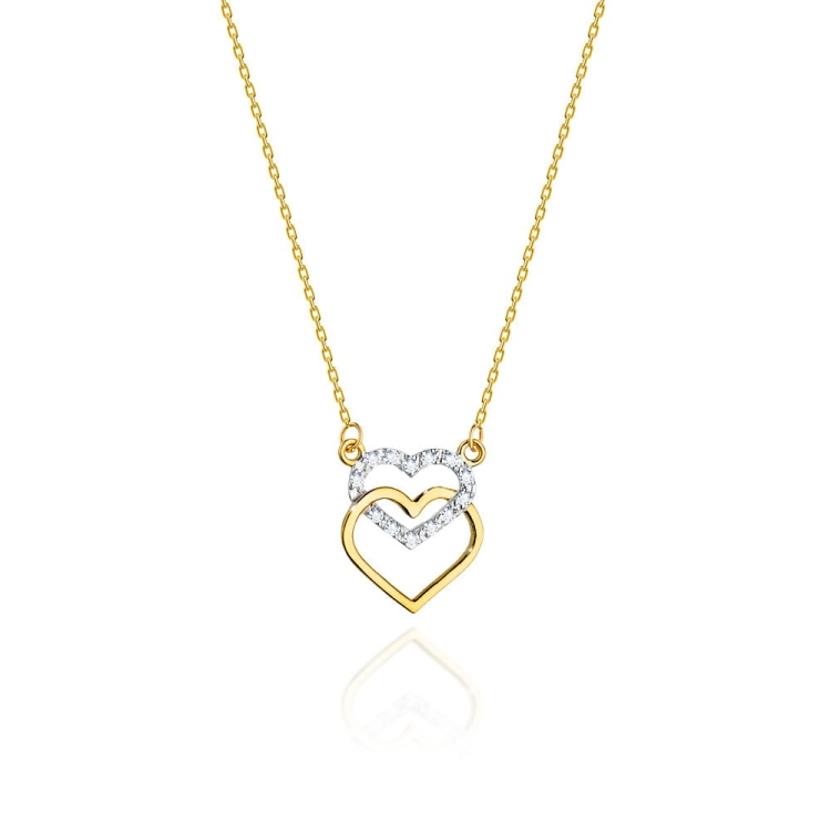 Naszyjnik z żółtego złota z diamentami 0,05ct serca The Diamonds