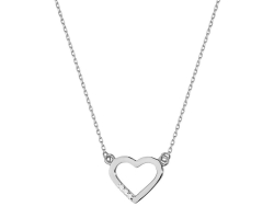 Naszyjnik z białego złota z diamentami serce 0,015ct The Diamonds