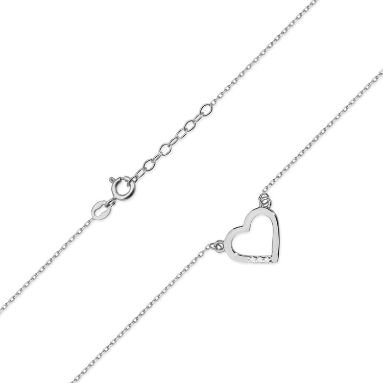 Naszyjnik z białego złota z diamentami serce 0,015ct The Diamonds