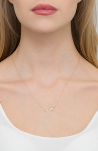 Naszyjnik z żółtego złota z diamentem 0,005ct krzyż The Diamonds