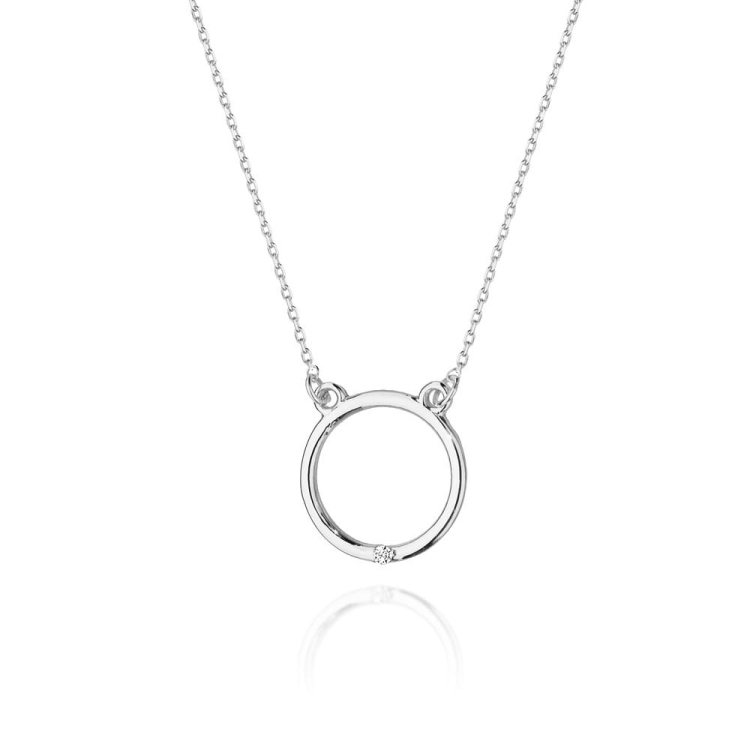 Naszyjnik z białego złota z diamentem 0,01ct The Diamonds