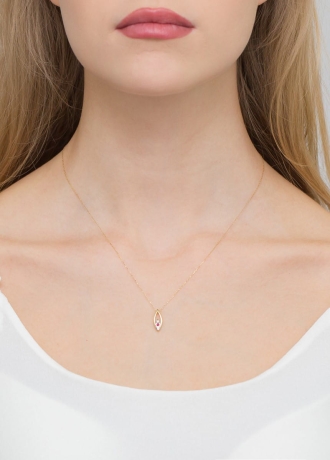 Przejdź do produktu Naszyjnik z żółtego złota z rubinem i diamentami 0,03ct The Diamonds