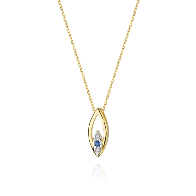 Naszyjnik z żółtego złota z szafirem i diamentami 0,03ct The Diamonds