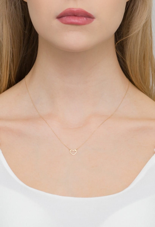 Naszyjnik z żółtego złota z diamentem 0,005ct serce The Diamonds