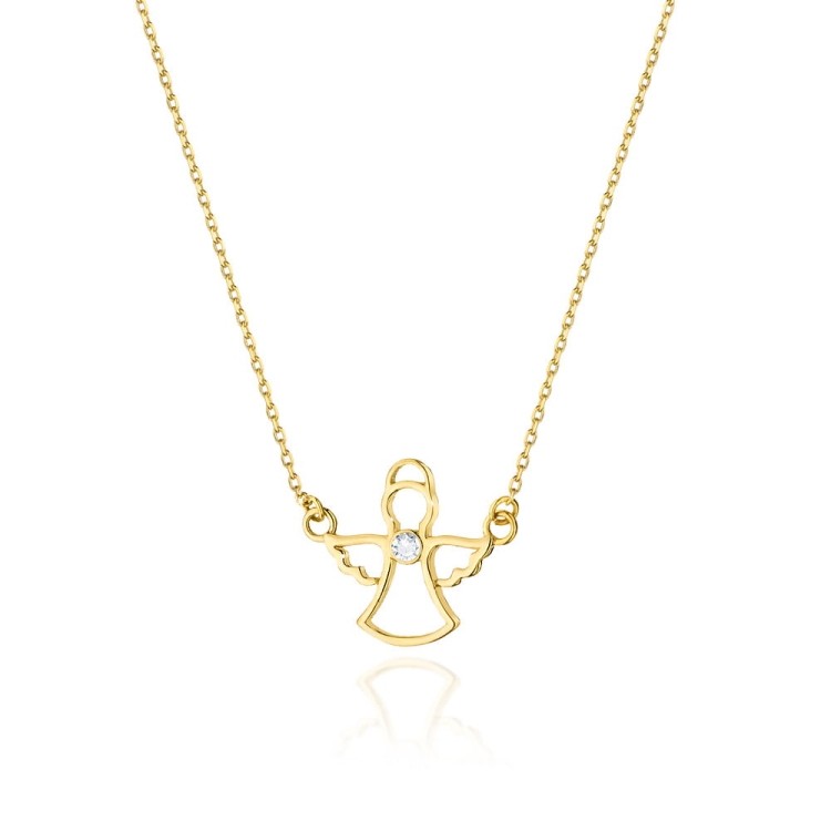 Naszyjnik z żółtego złota z diamentem 0,0145ct aniołek The Diamonds