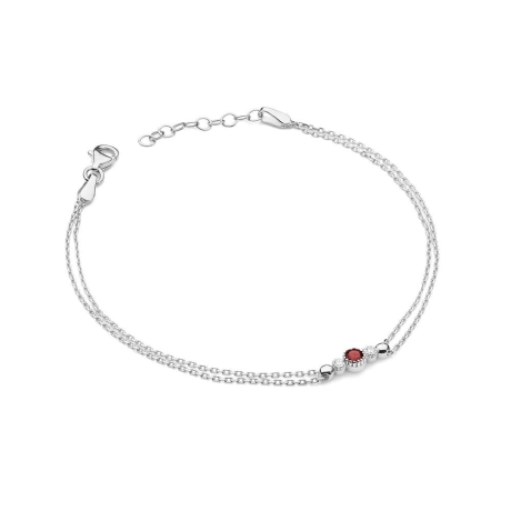 Przejdź do produktu Bransoletka z białego złota 585 z rubinem 0,15ct i diamentami The Diamonds B005