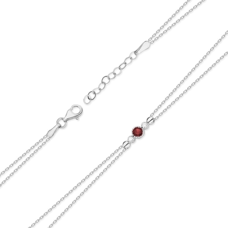 Przejdź do produktu Bransoletka z białego złota 585 z rubinem 0,15ct i diamentami The Diamonds B005