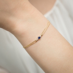 Bransoletka z żółtego złota 585 z szafirem i diamentami 0,029ct The Diamonds