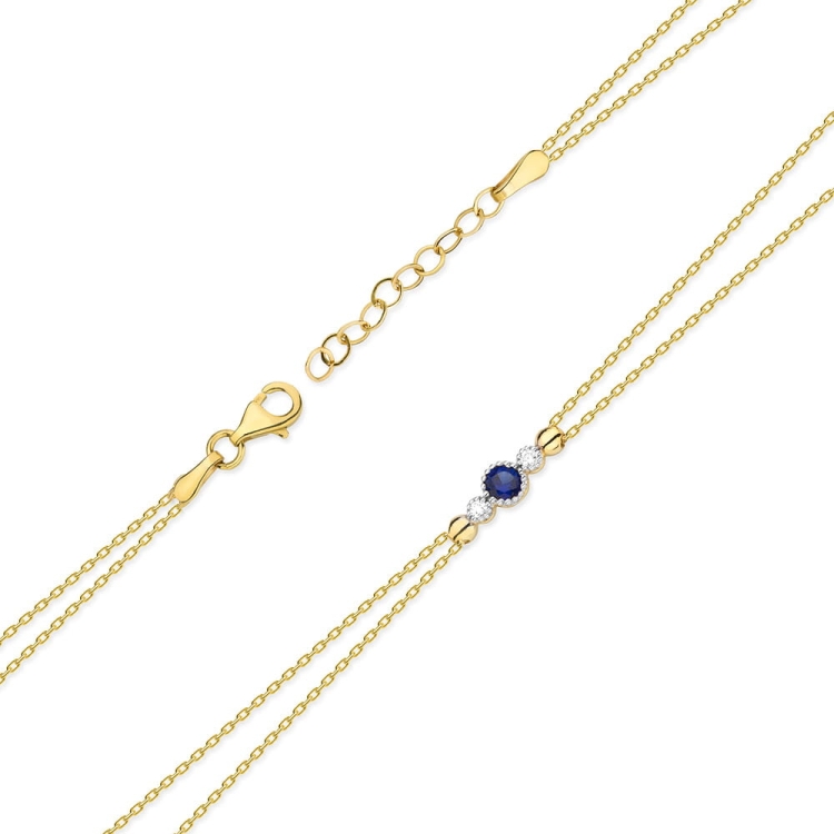 Bransoletka z żółtego złota 585 z szafirem i diamentami 0,029ct The Diamonds